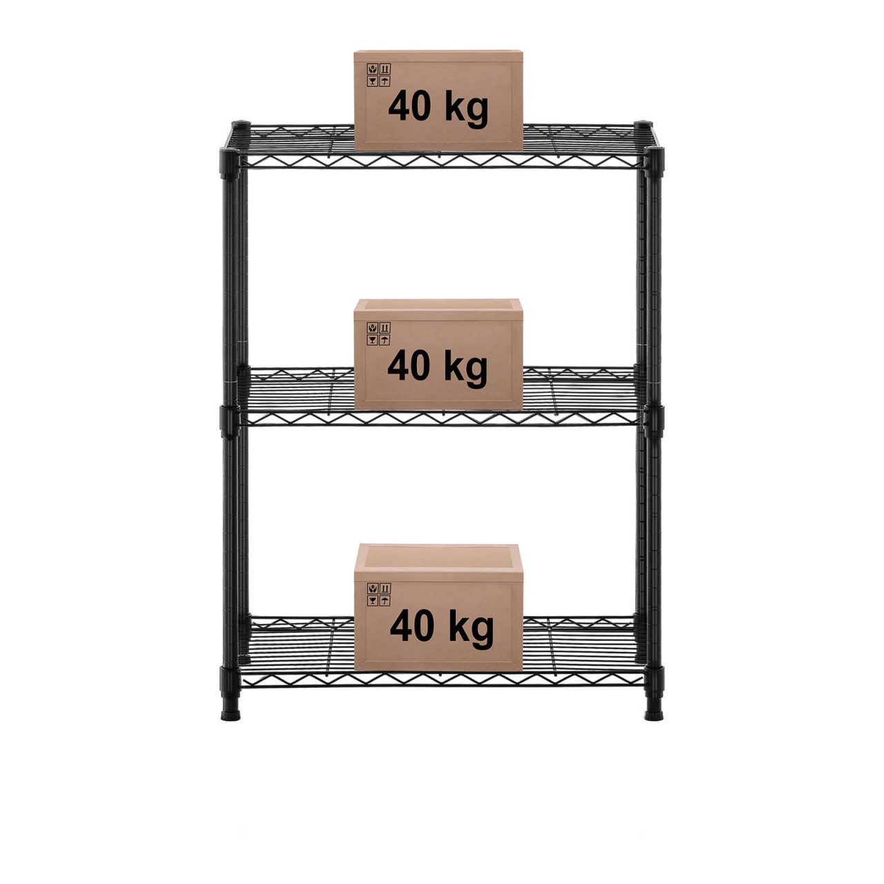 Kovový regál 60 x 35 x 77 cm 120 kg černý - Stojící regály Royal Catering